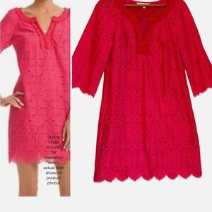 Trina Turk Lace Mini Dress Floral Pattern Shift 6 Preppy Cottagecore Cocktail